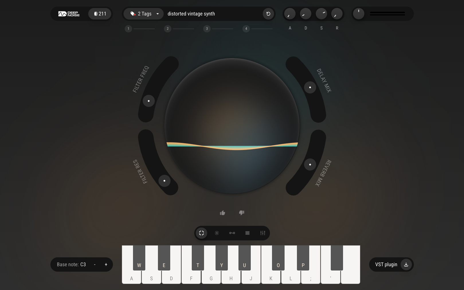AI Synthesizer app - prompt bar and sound orb