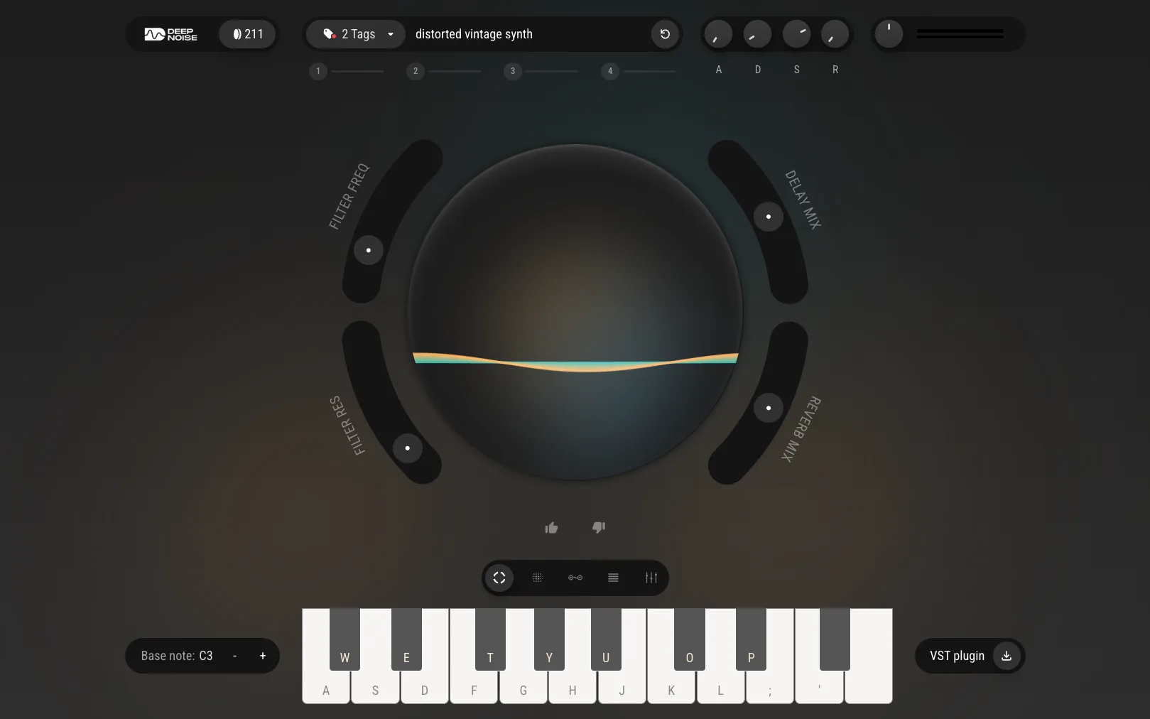 AI Synthesizer app - prompt bar and sound orb